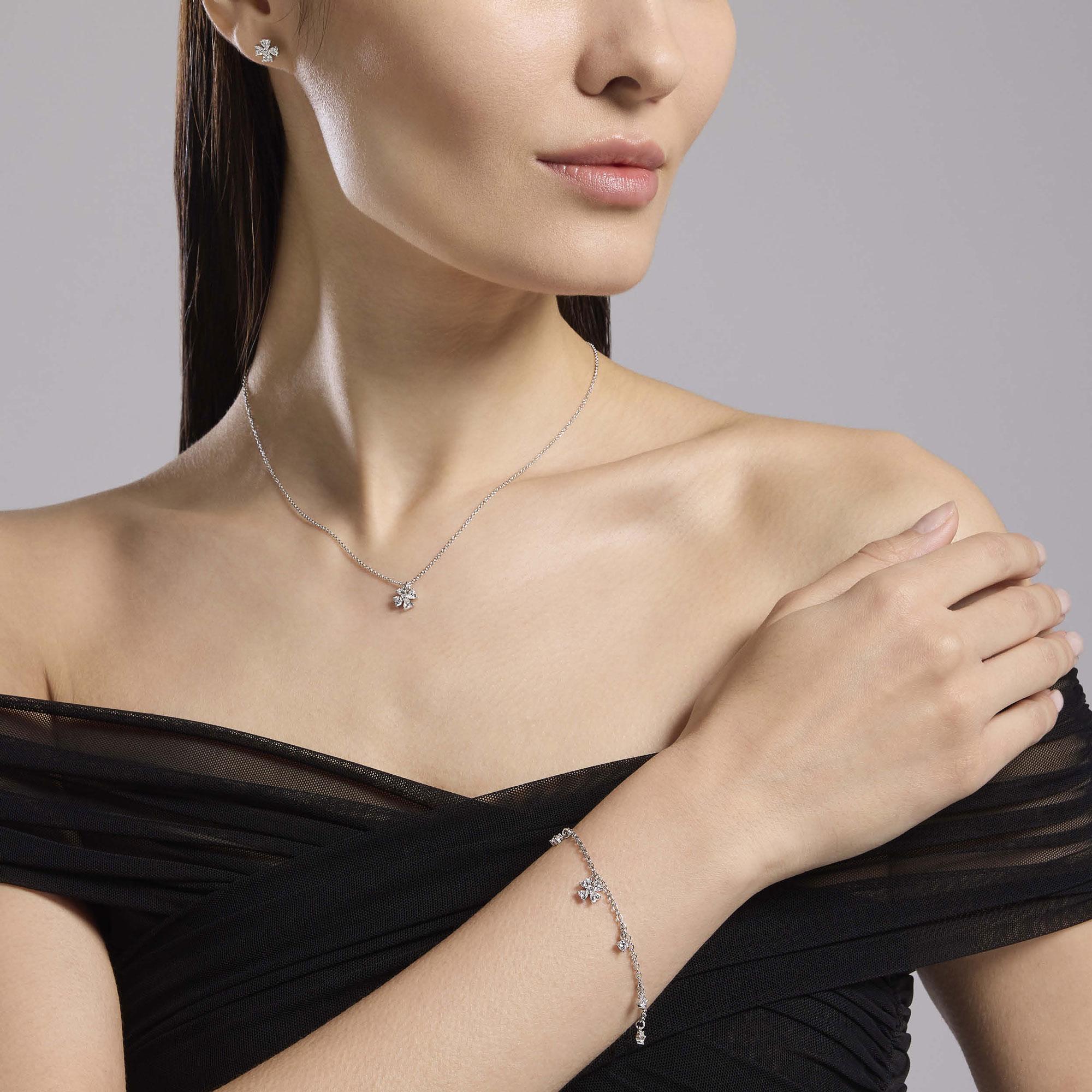 Collana Mabina donna Quadrifoglio con zirconi