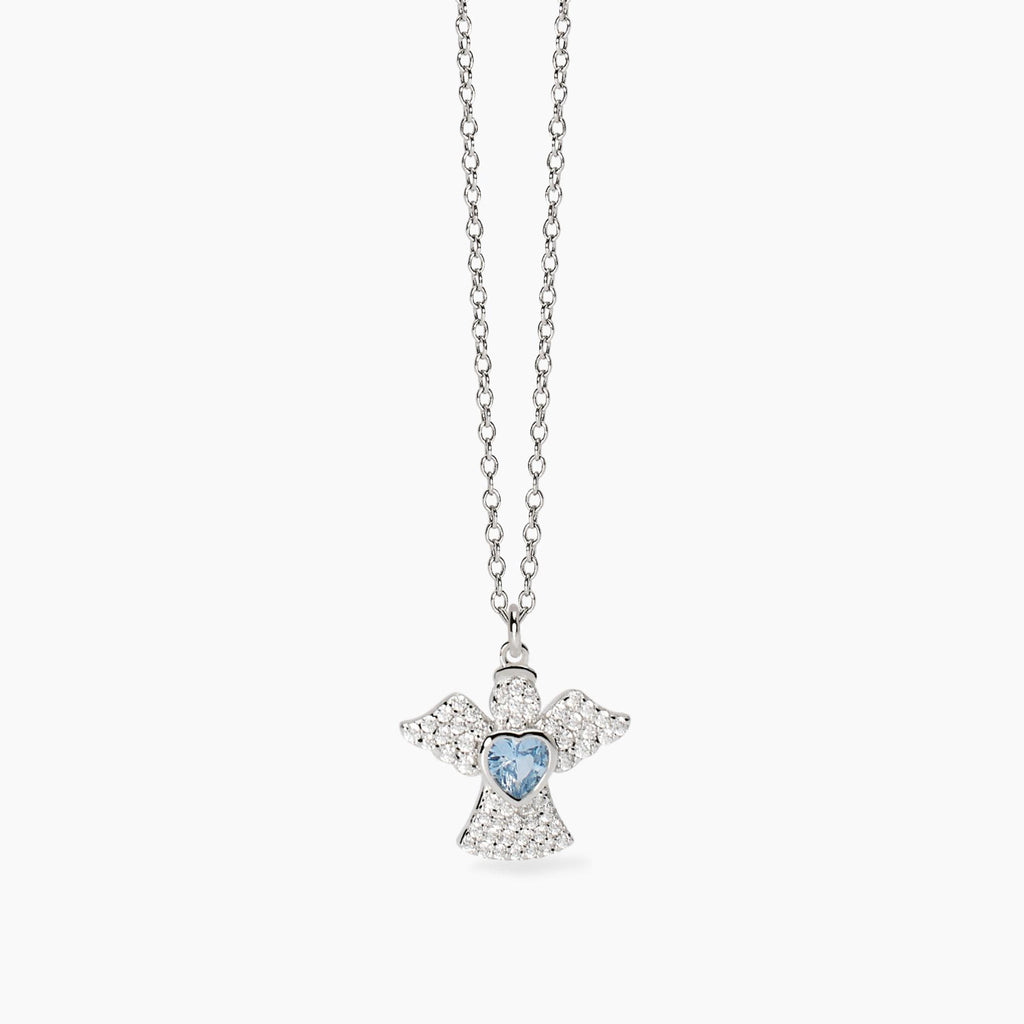 Collana Mabina donna Angelo con cuoricino acquamarina