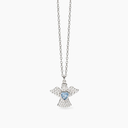 Collana Mabina donna Angelo con cuoricino acquamarina