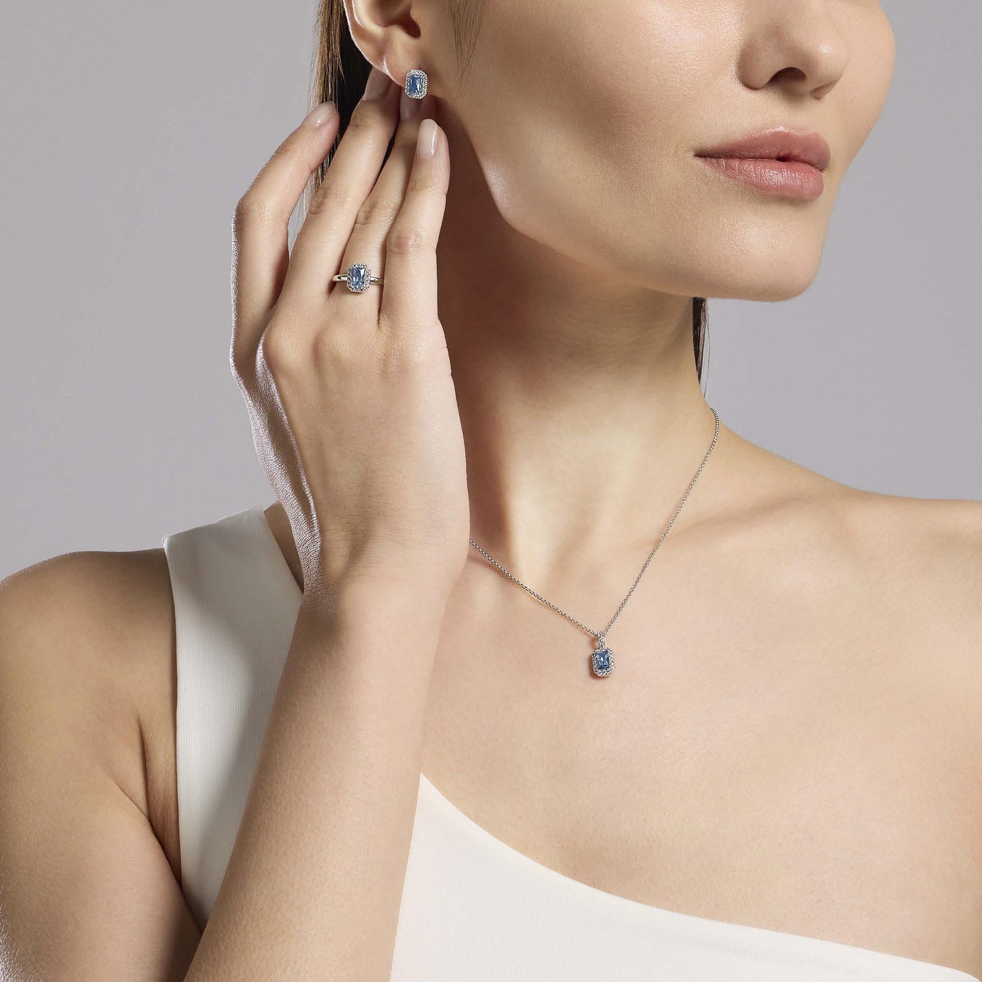 Collana Mabina donna Baguette acquamarina