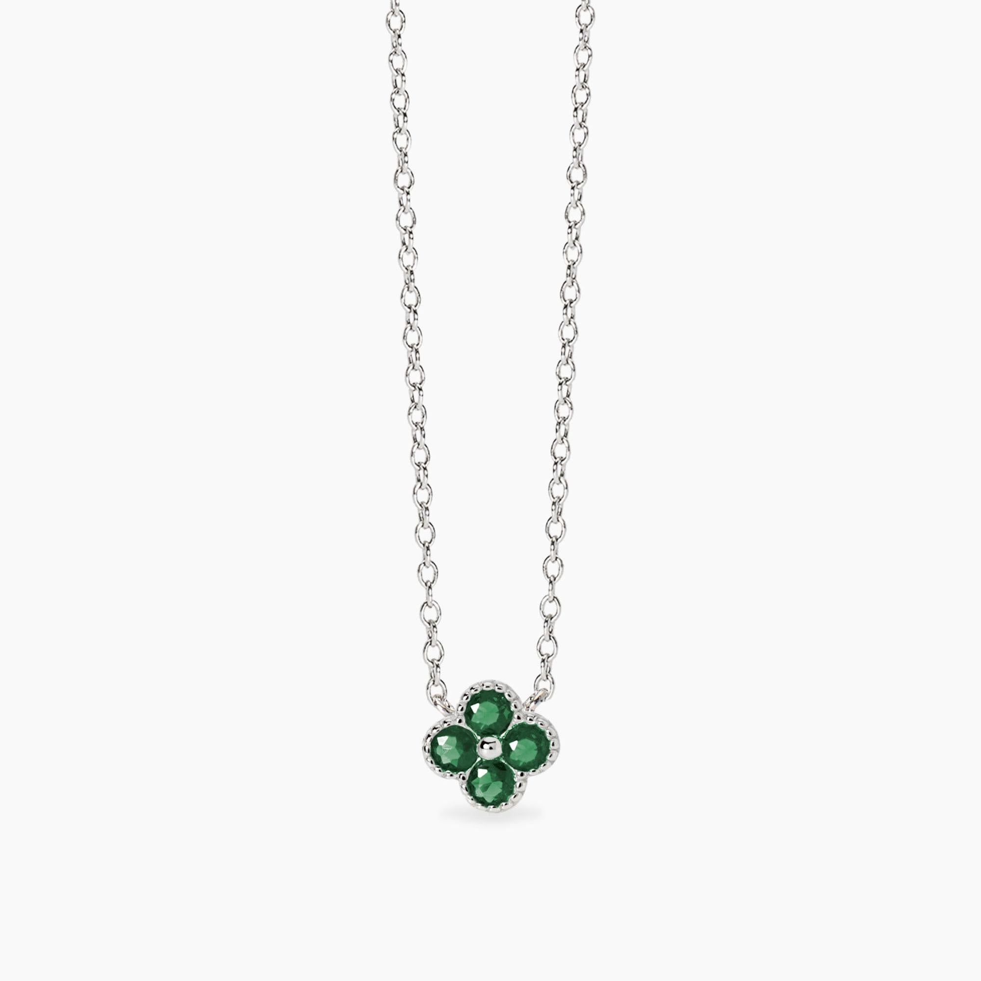 Collana Mabina donna Fiore smeraldi sintetici