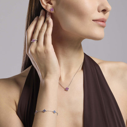 Collana Mabina donna Fiore tormaline rosa