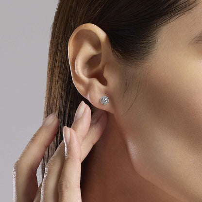 Orecchini Mabina donna Bottoncino con zirconi