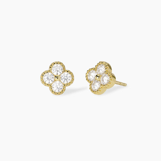Orecchini Mabina donna Fiore gold zirconi bianchi
