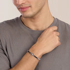 Bracciale Kidult uomo in nylon con occhio di tigre e agata verde