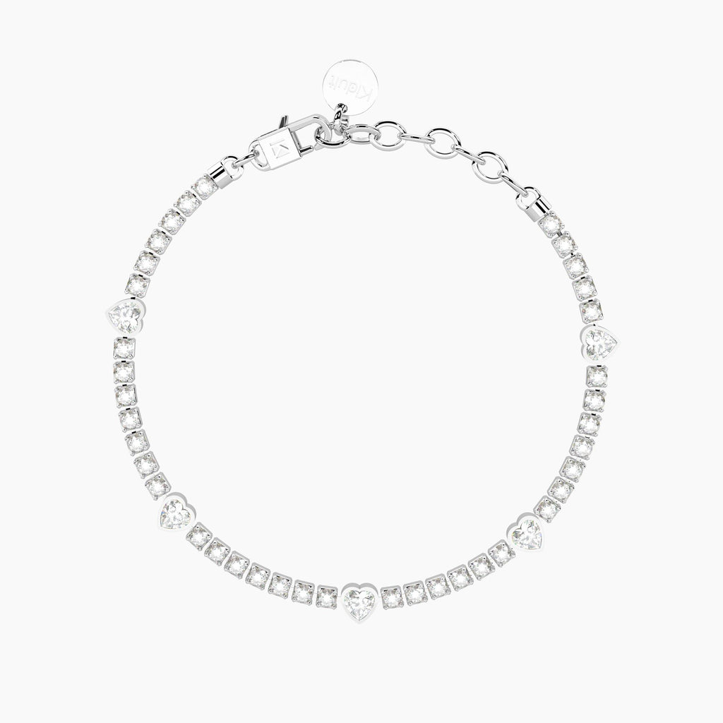 Bracciale Kidult donna Tennis cristalli e cuori Energia-Fortuna