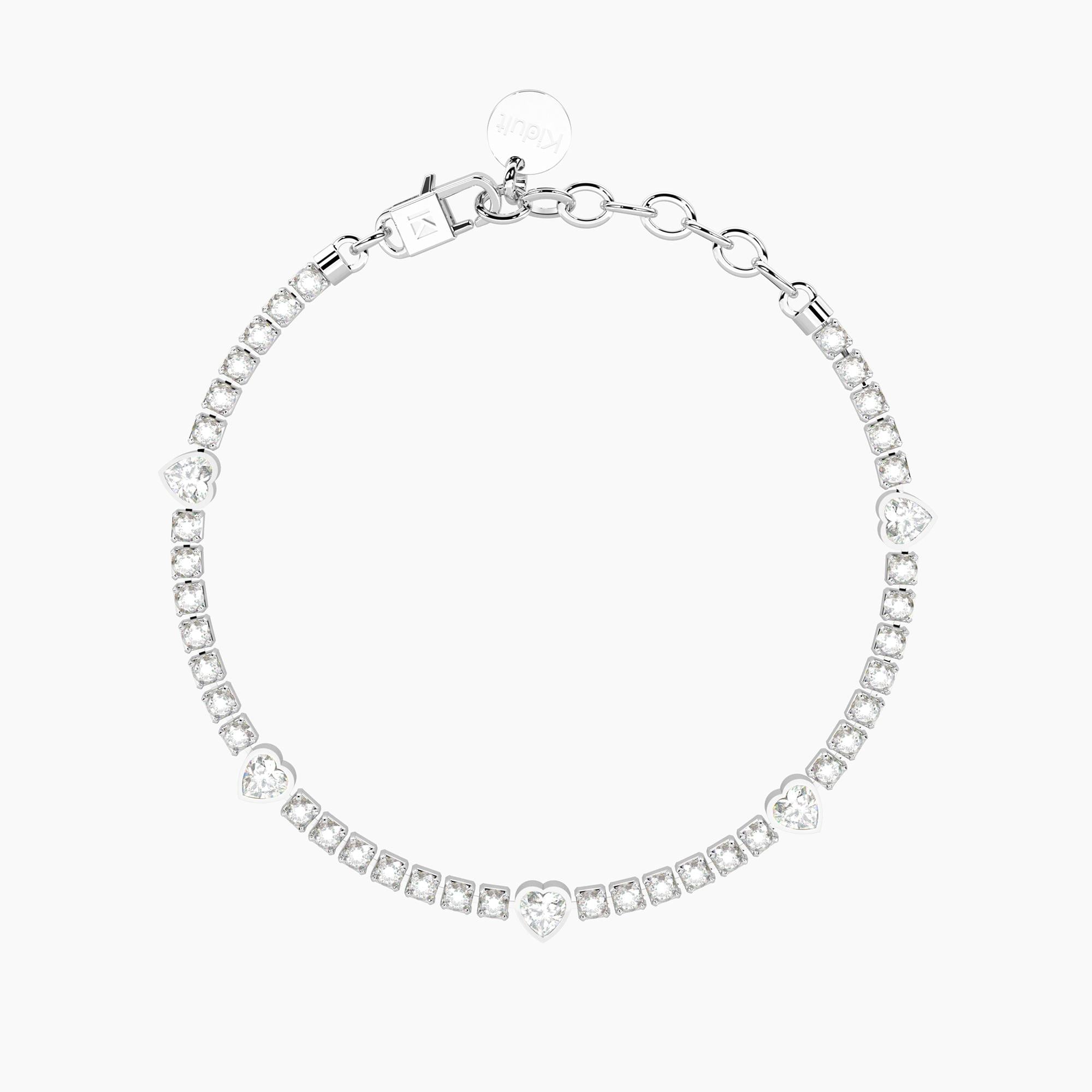 Bracciale Kidult donna Tennis cristalli e cuori Energia-Fortuna