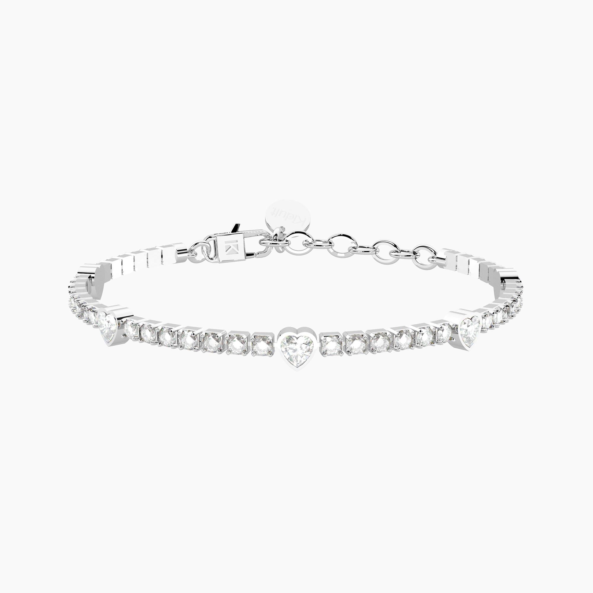 Bracciale Kidult donna Tennis cristalli e cuori Energia-Fortuna