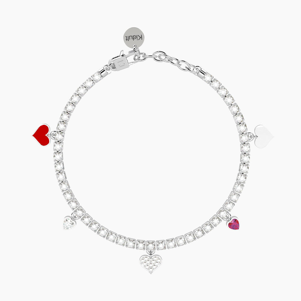 Bracciale Kidult donna Tennis con ciondoli cuore Love-Vita