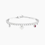 Bracciale Kidult donna Tennis con ciondoli cuore Love-Vita