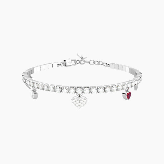 Bracciale Kidult donna Tennis con ciondoli cuore Love-Vita
