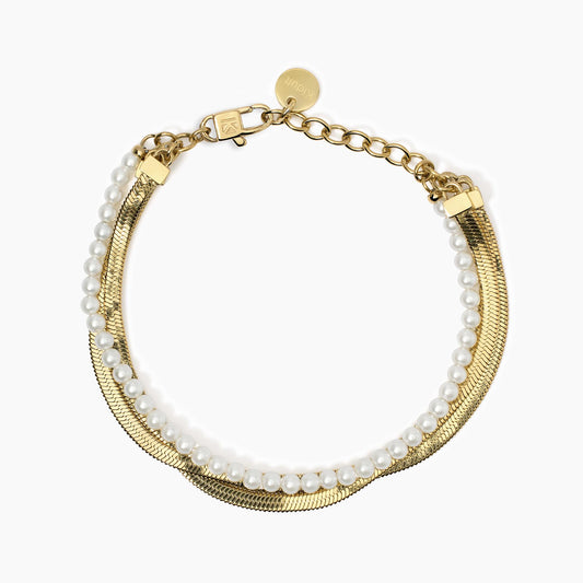 Bracciale Kidult Style 14 Catena e perle conchiglia gold