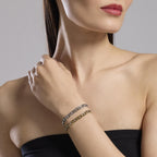 Bracciale Kidult Style 06 Groumette e cristalli gold