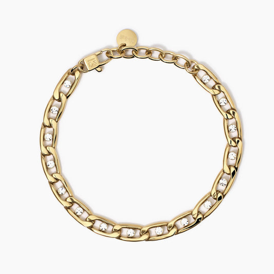 Bracciale Kidult Style 06 Groumette e cristalli gold