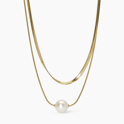 Collana Kidult Style Doppia catena con perla gold