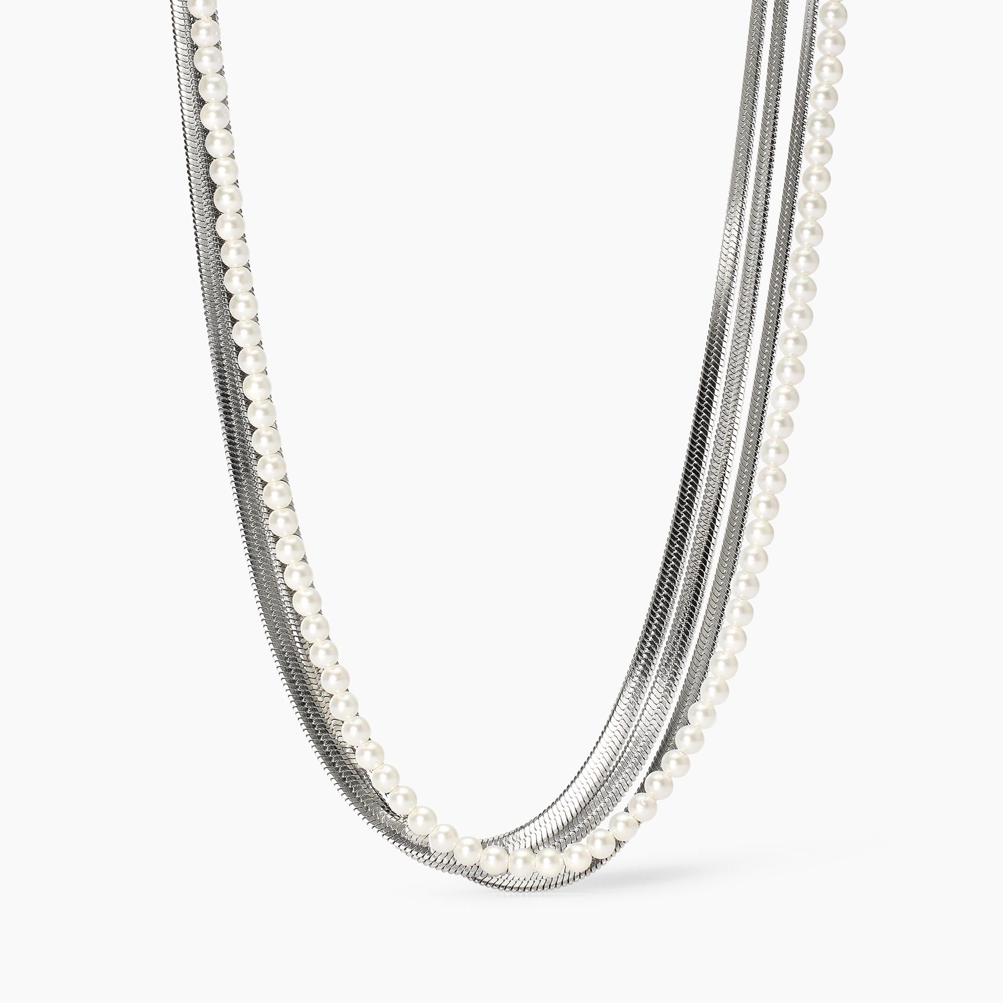 Collana Kidult Style 14 catene e perle conchiglia