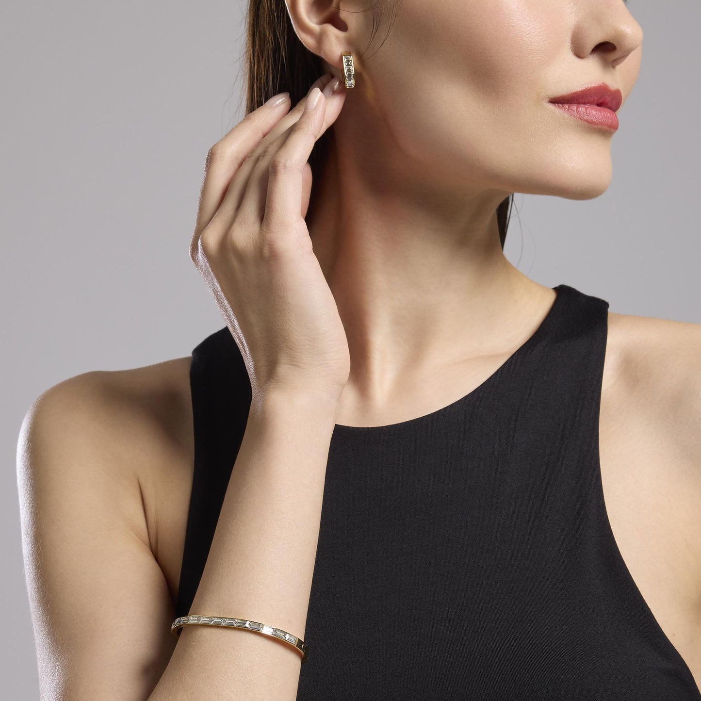 Orecchini Kidult Style 21 Ovali con cristalli baguette gold