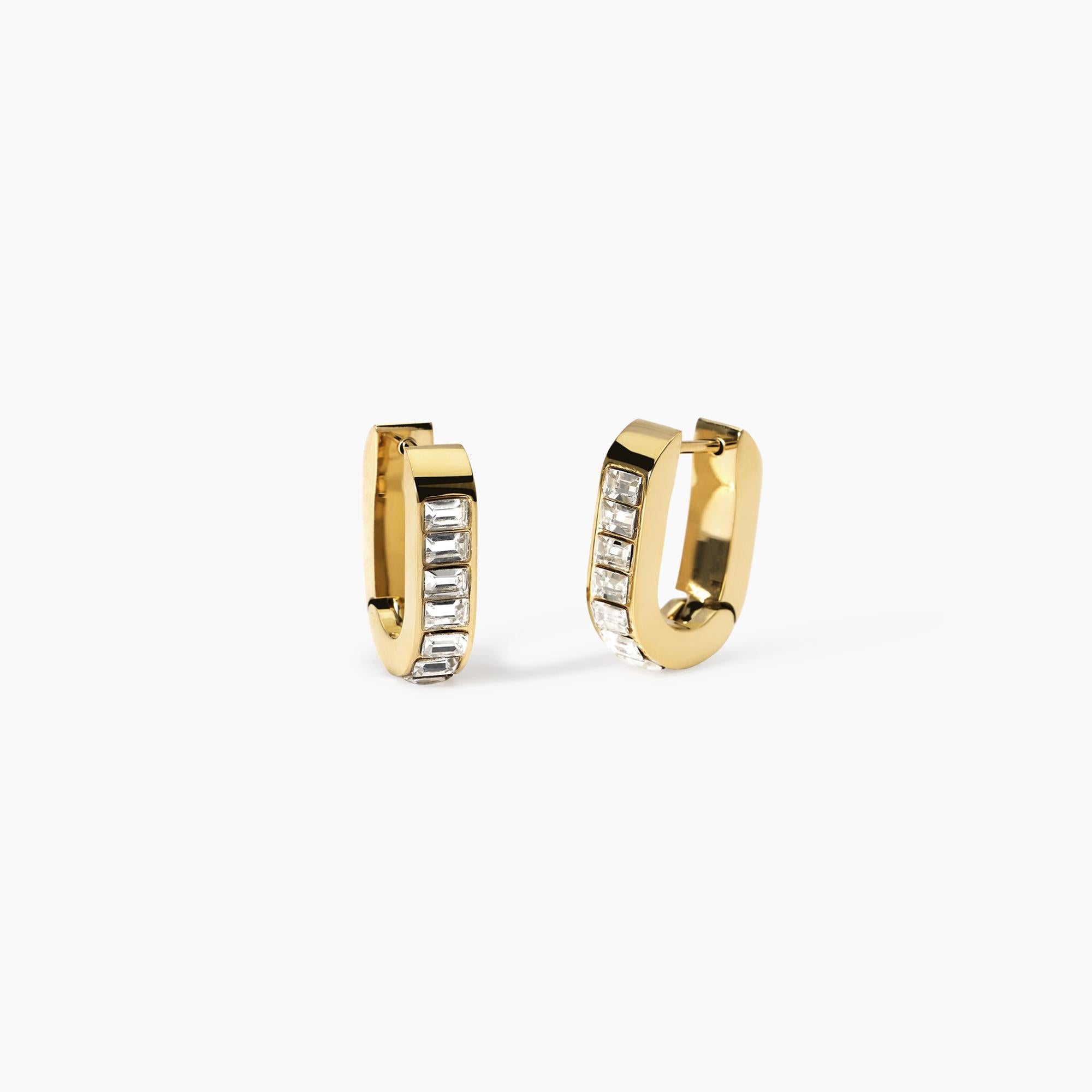 Orecchini Kidult Style 21 Ovali con cristalli baguette gold