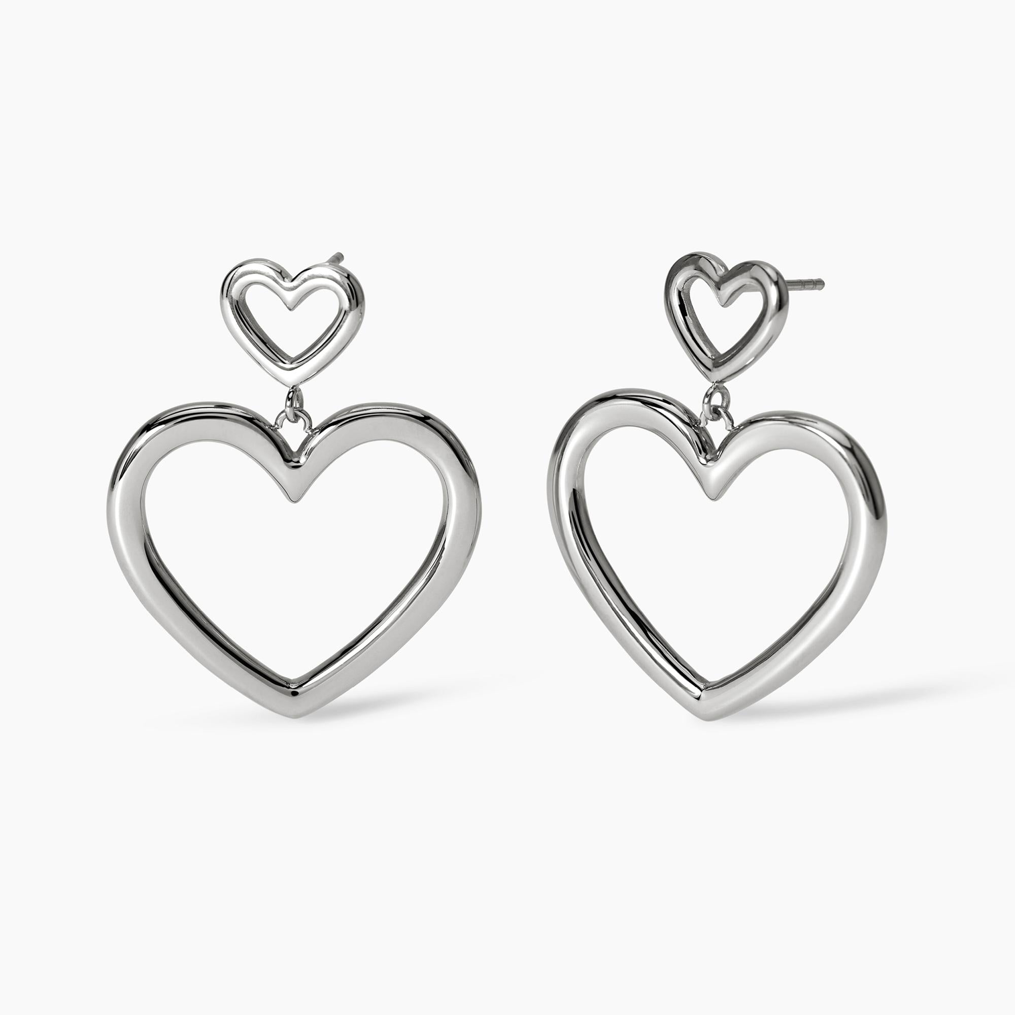 Orecchini Kidult Style 15 Doppio cuore pendente