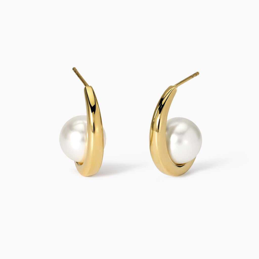 Orecchini Kidult Style 09 Semicerchio gold con perla conchiglia