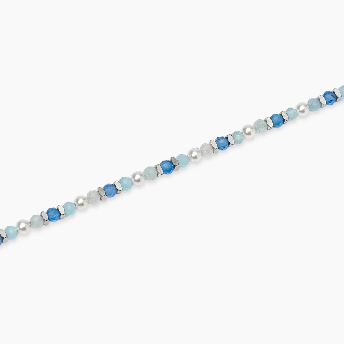 Cavigliera donna Kidult con perle conchiglia e pietre azzurre