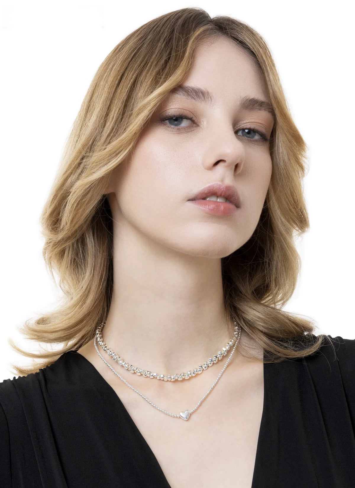 Collana Vestopazzo donna doppio filo con cuore bombato