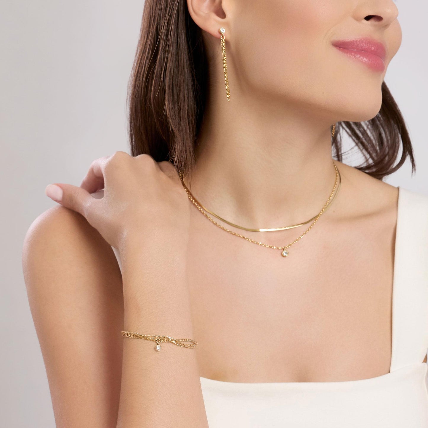 Bracciale Kidult Style donna Multifilo con cristallo gold