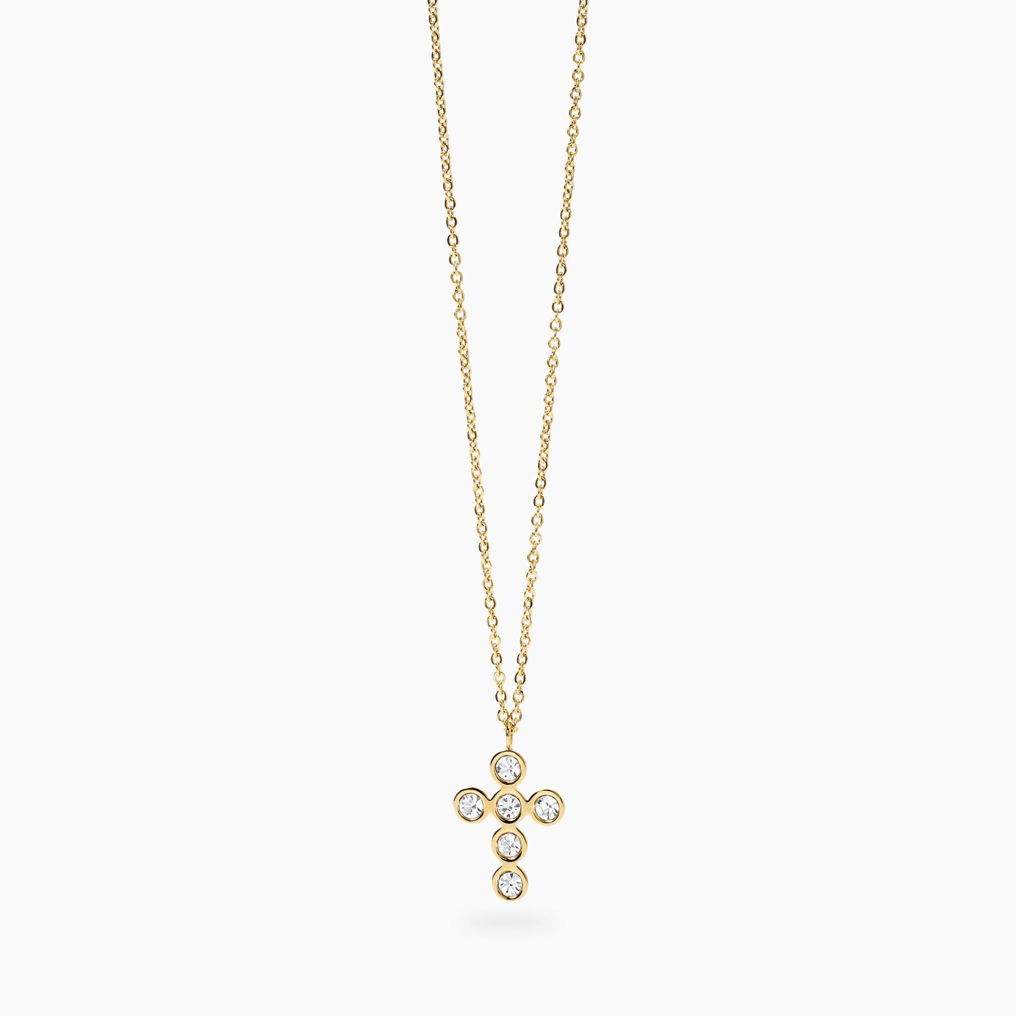 Collana Kidult Style donna Croce con cristalli gold