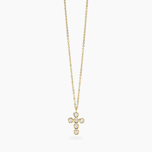 Collana Kidult Style donna Croce con cristalli gold