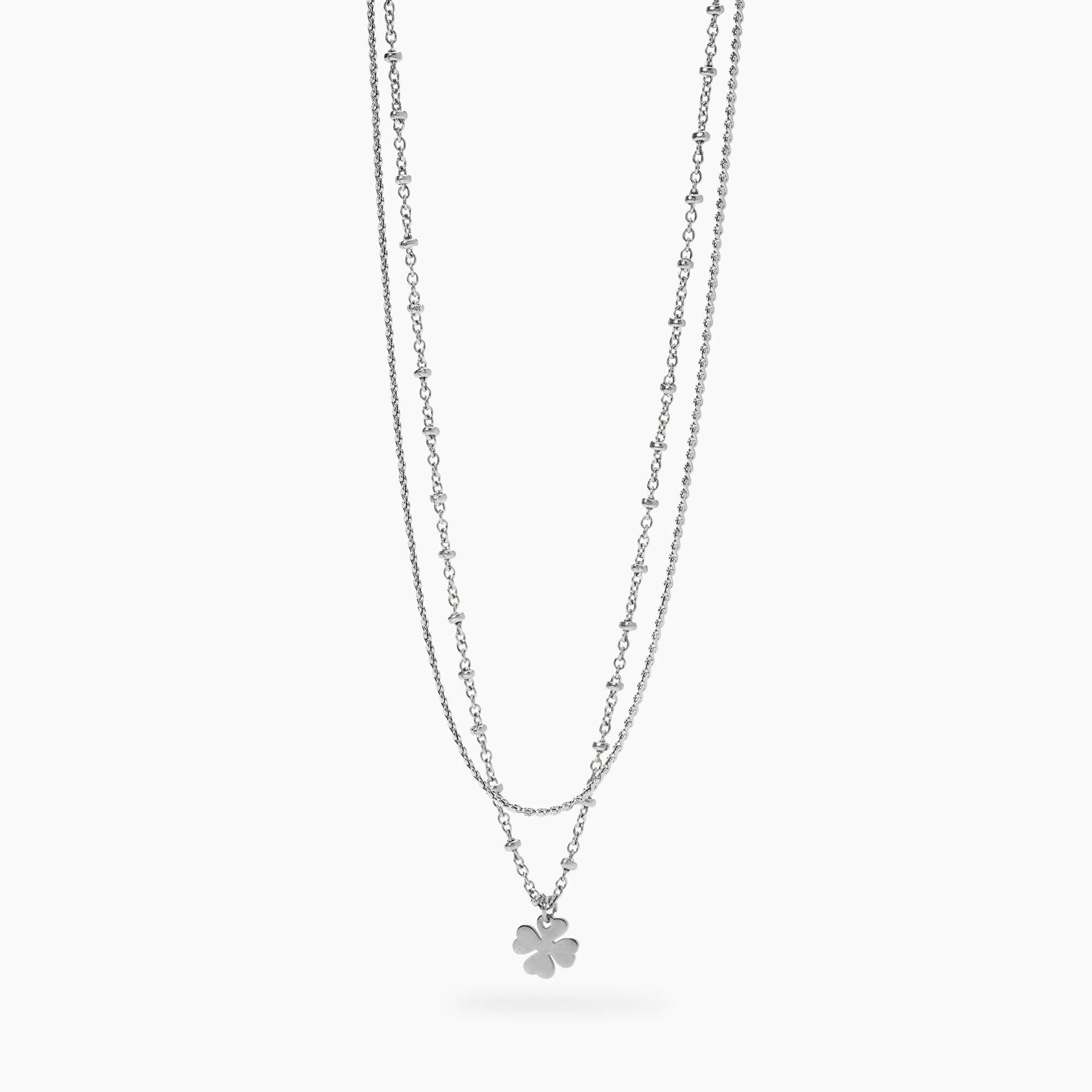 Collana Kidult Style donna Multifilo con quadrifoglio
