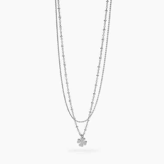 Collana Kidult Style donna Multifilo con quadrifoglio