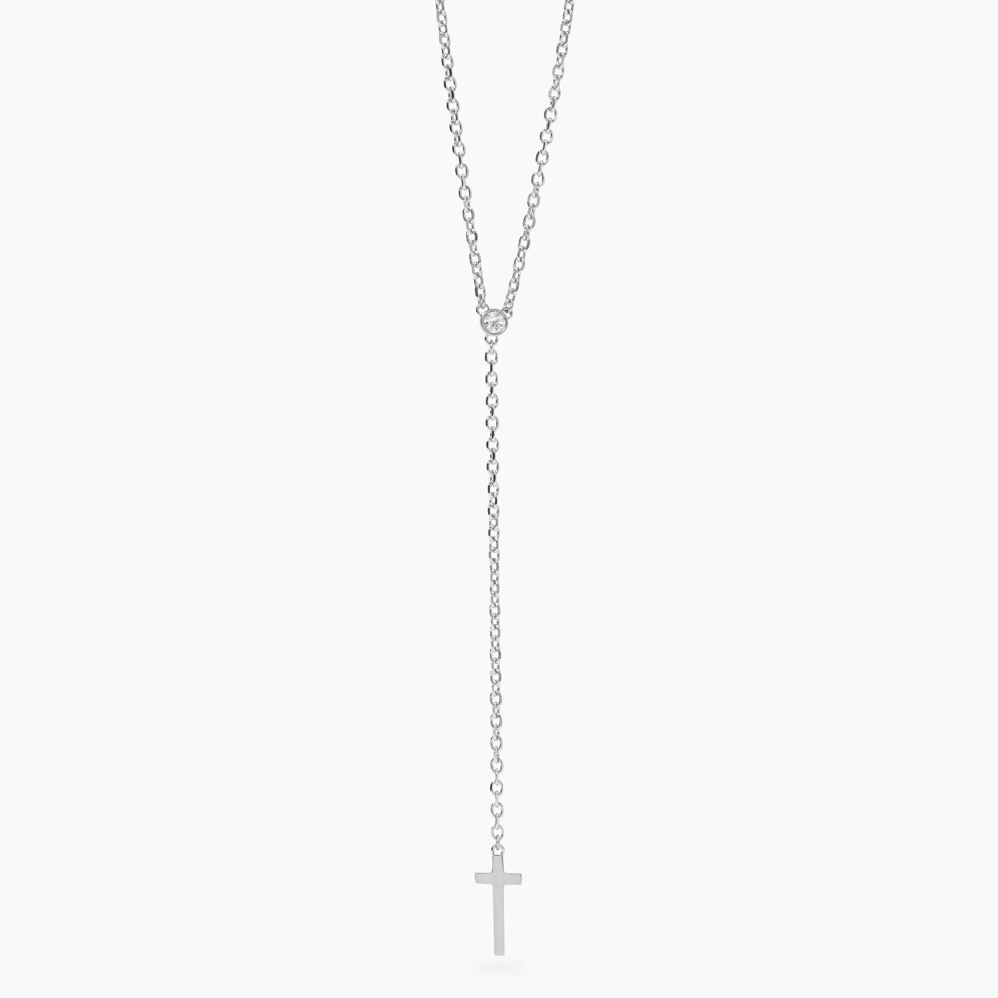 Collana Kidult Style donna Modello Y con croce e cristallo