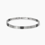 Bracciale Kidult Style uomo Elementi rigati e cristalli neri