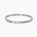 Bracciale Kidult Style uomo Elementi rigati e cristalli bianchi