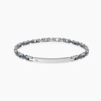 Bracciale Kidult Style uomo Piastrina con cristallino e ceramica blu
