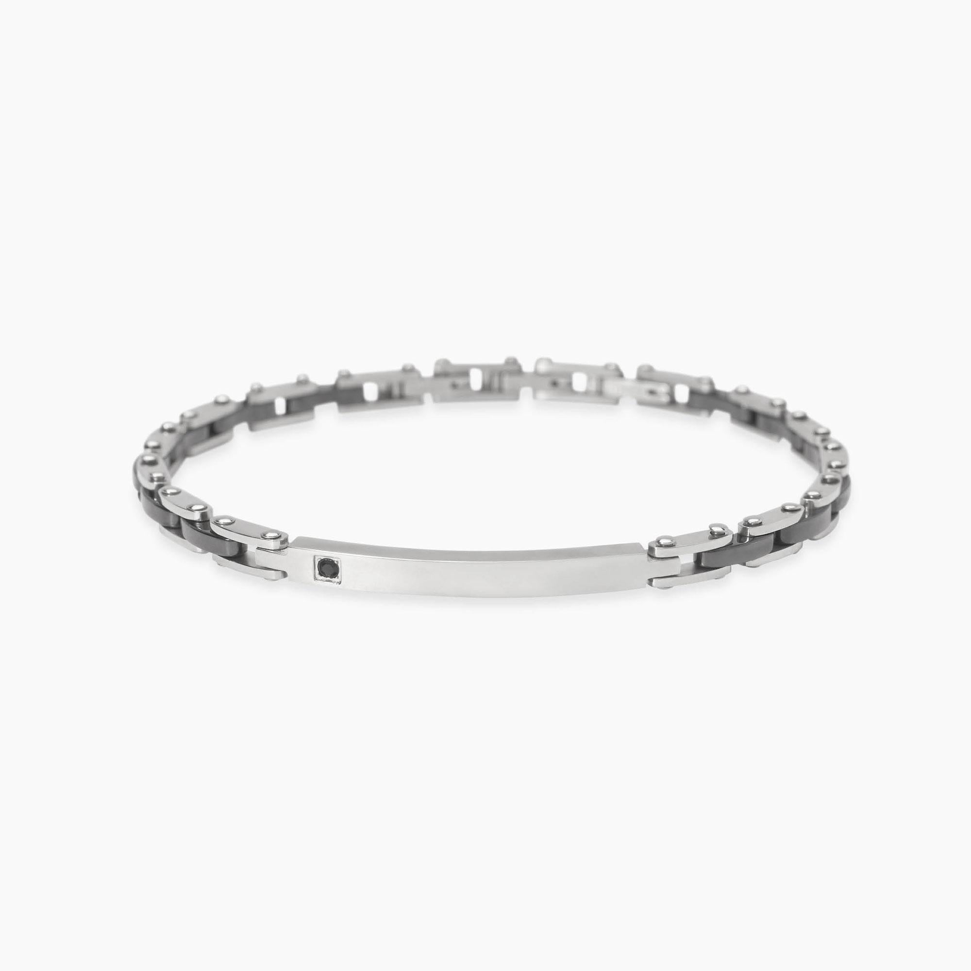 Bracciale Kidult Style uomo Ceramica e cristallino neri