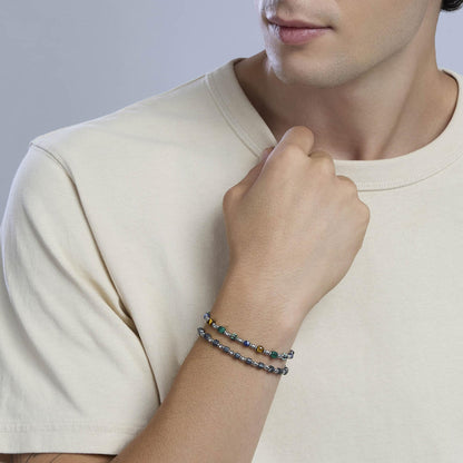 Bracciale Kidult Style uomo Elementi acciaio e pietre multicolor