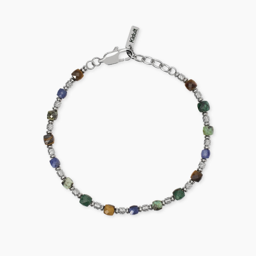 Bracciale Kidult Style uomo Elementi acciaio e pietre multicolor