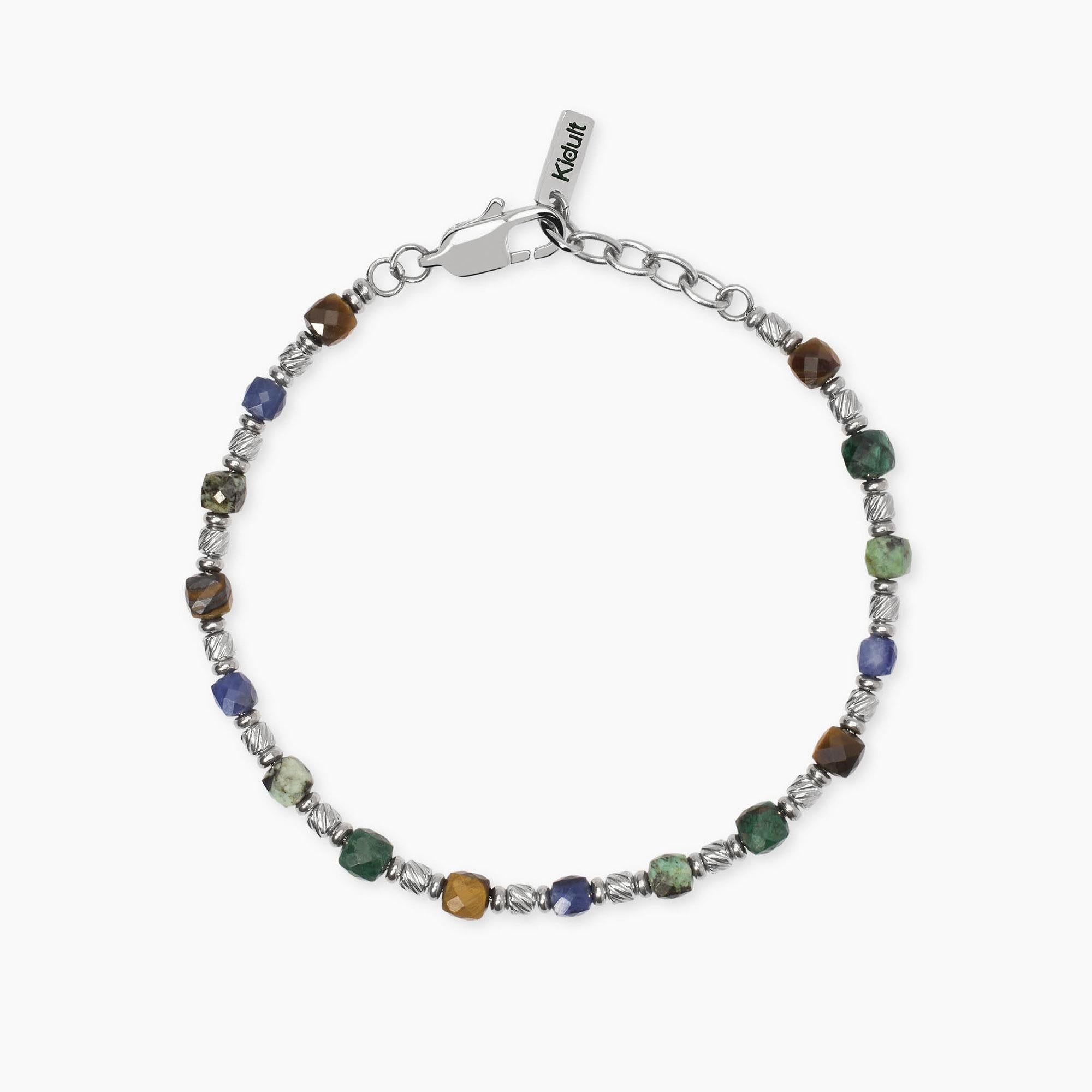 Bracciale Kidult Style uomo Elementi acciaio e pietre multicolor