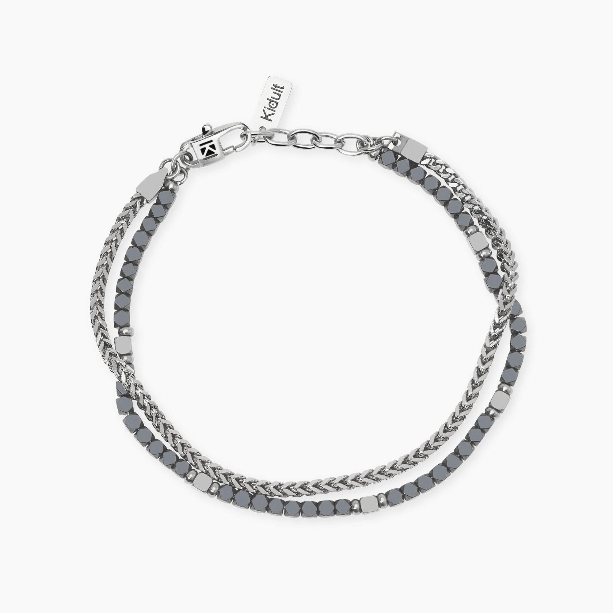 Bracciale Kidult Style uomo Catena intreccio ed ematite