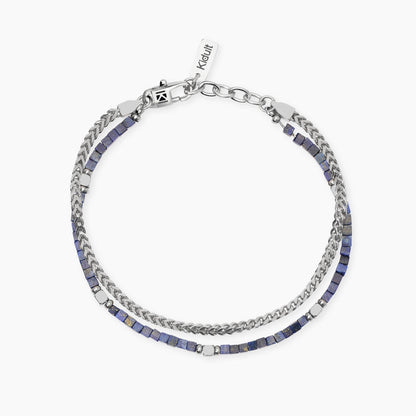 Bracciale Kidult Style uomo Catena intreccio e sodalite blu
