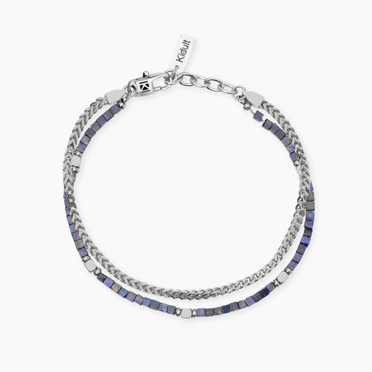 Bracciale Kidult Style uomo Catena intreccio e sodalite blu
