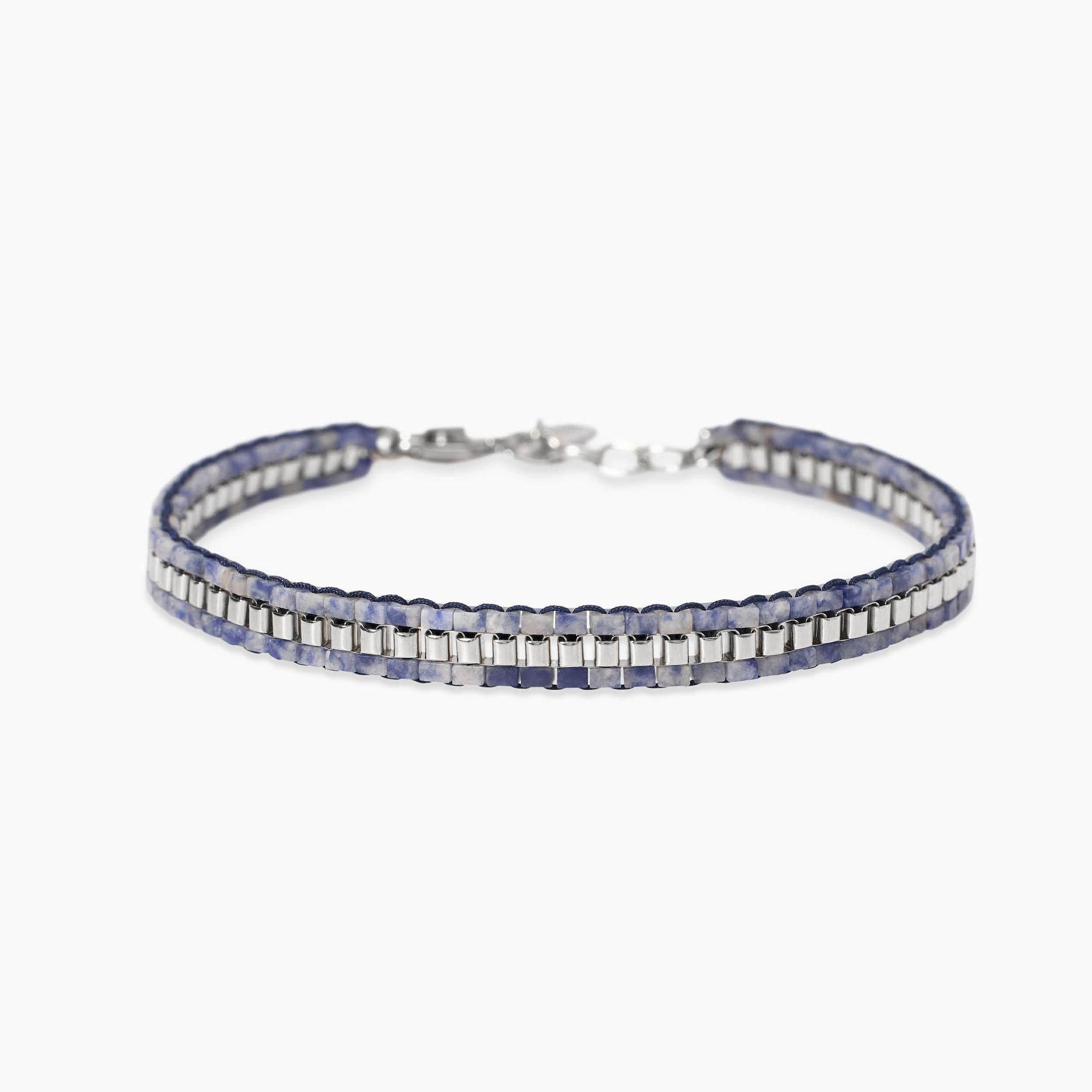 Bracciale Kidult Style uomo Catena veneta e diaspro blu