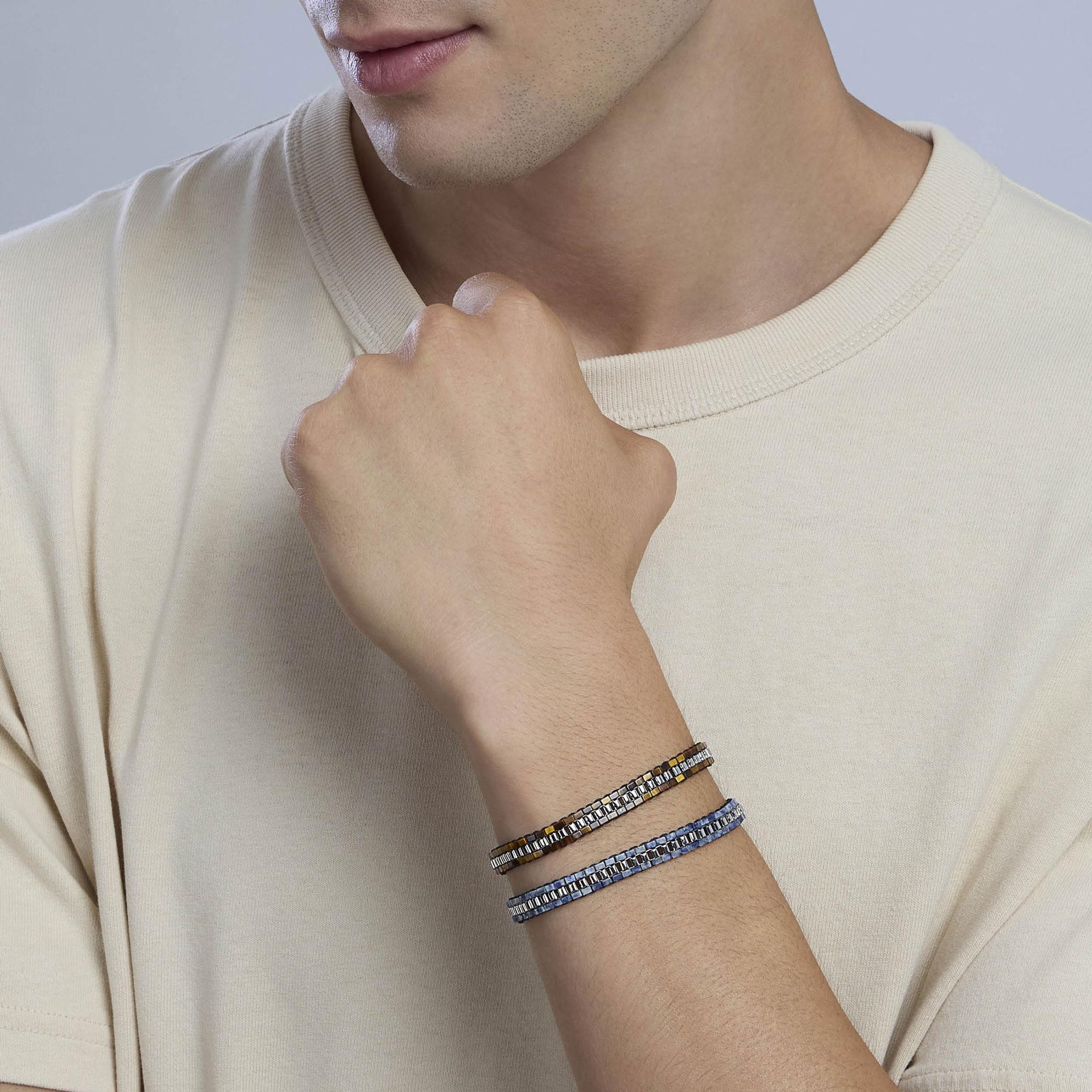 Bracciale Kidult Style uomo Catena veneta e occhio di tigre
