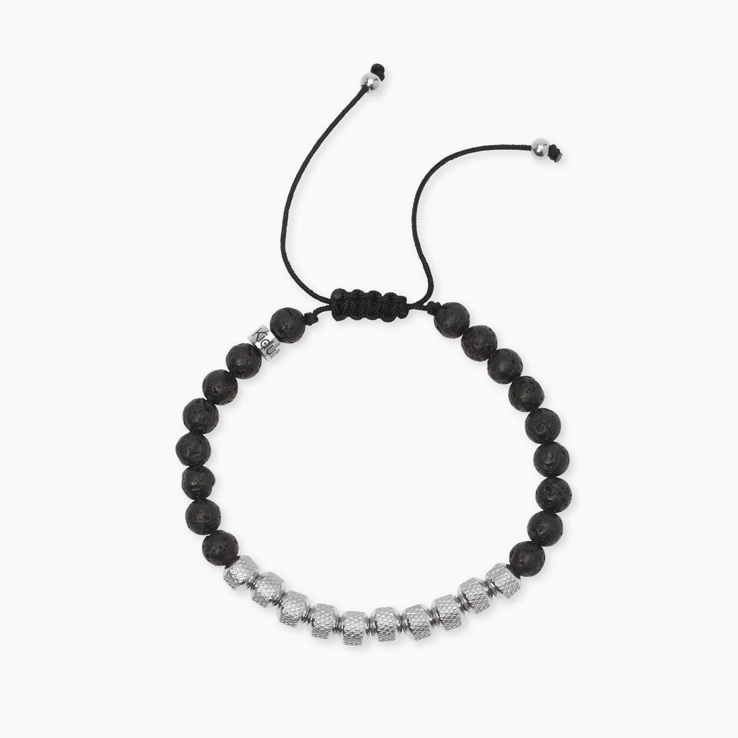 Bracciale Kidult Style uomo Pietra lavica e pepite in acciaio