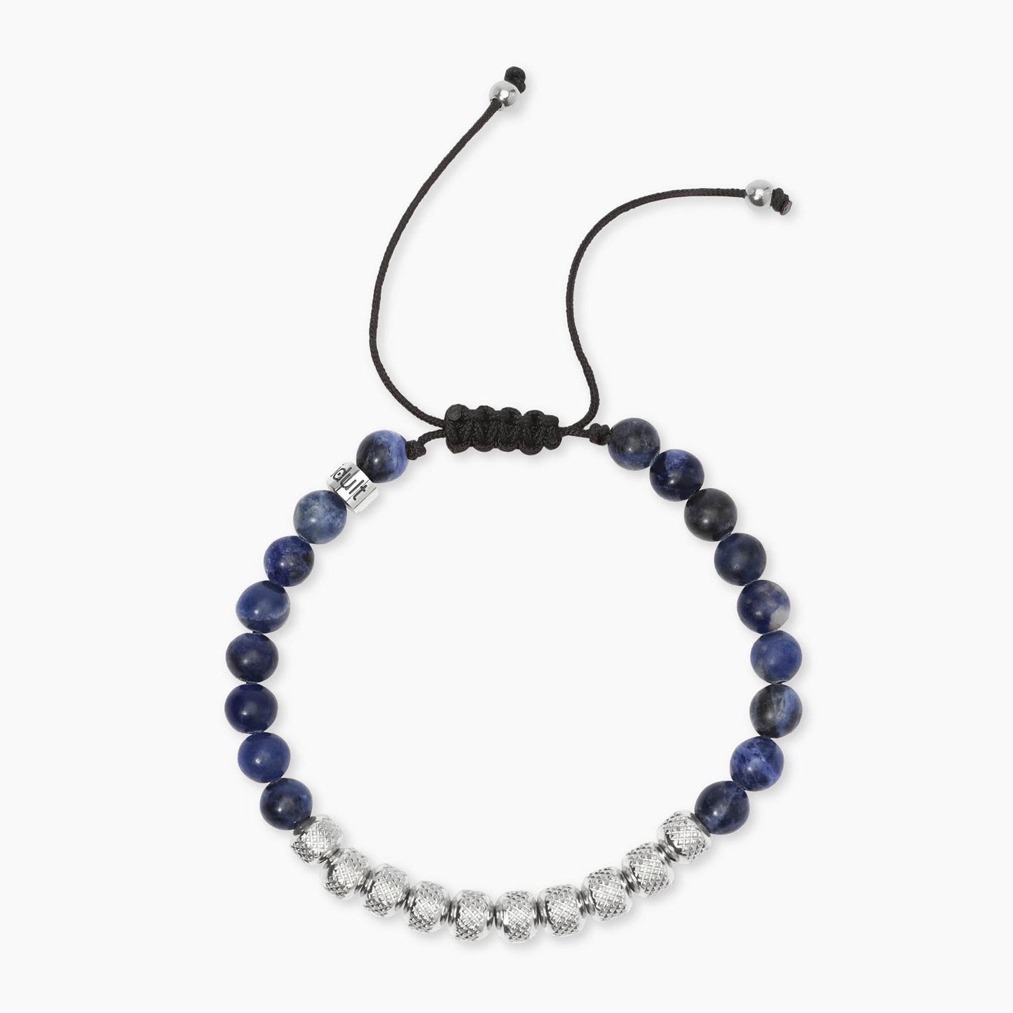 Bracciale Kidult Style uomo Sodalite blu e pepite in acciaio