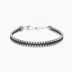 Bracciale Kidult Style uomo Catena veneziana e pelle nera