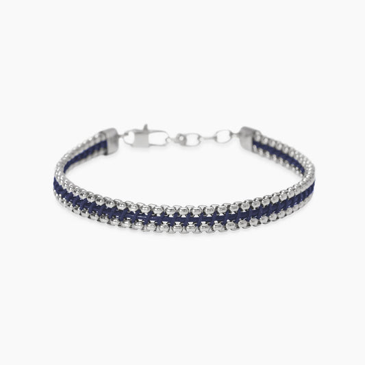 Bracciale Kidult Style uomo Catena veneziana e pelle blu
