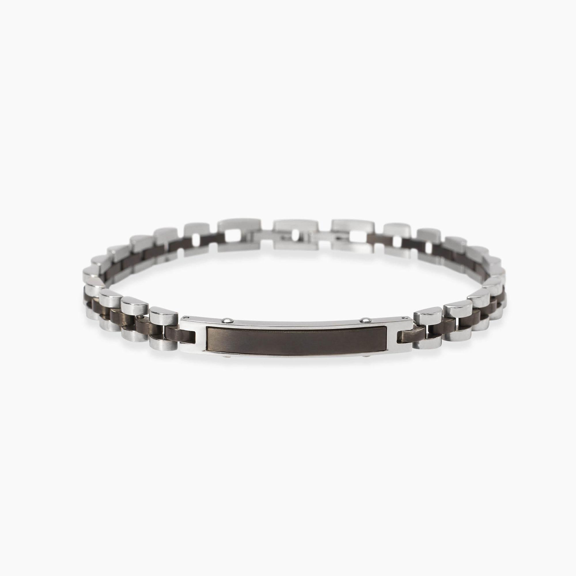 Bracciale Kidult Style uomo Piastrina ed elementi gunmetal