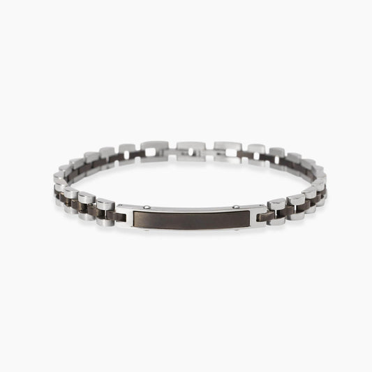 Bracciale Kidult Style uomo Piastrina ed elementi gunmetal
